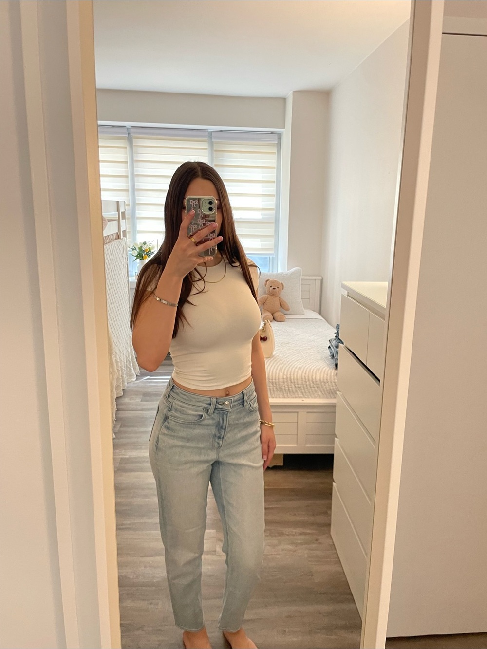 AE Real Good Mom Straight Jeans Light Wash Denim